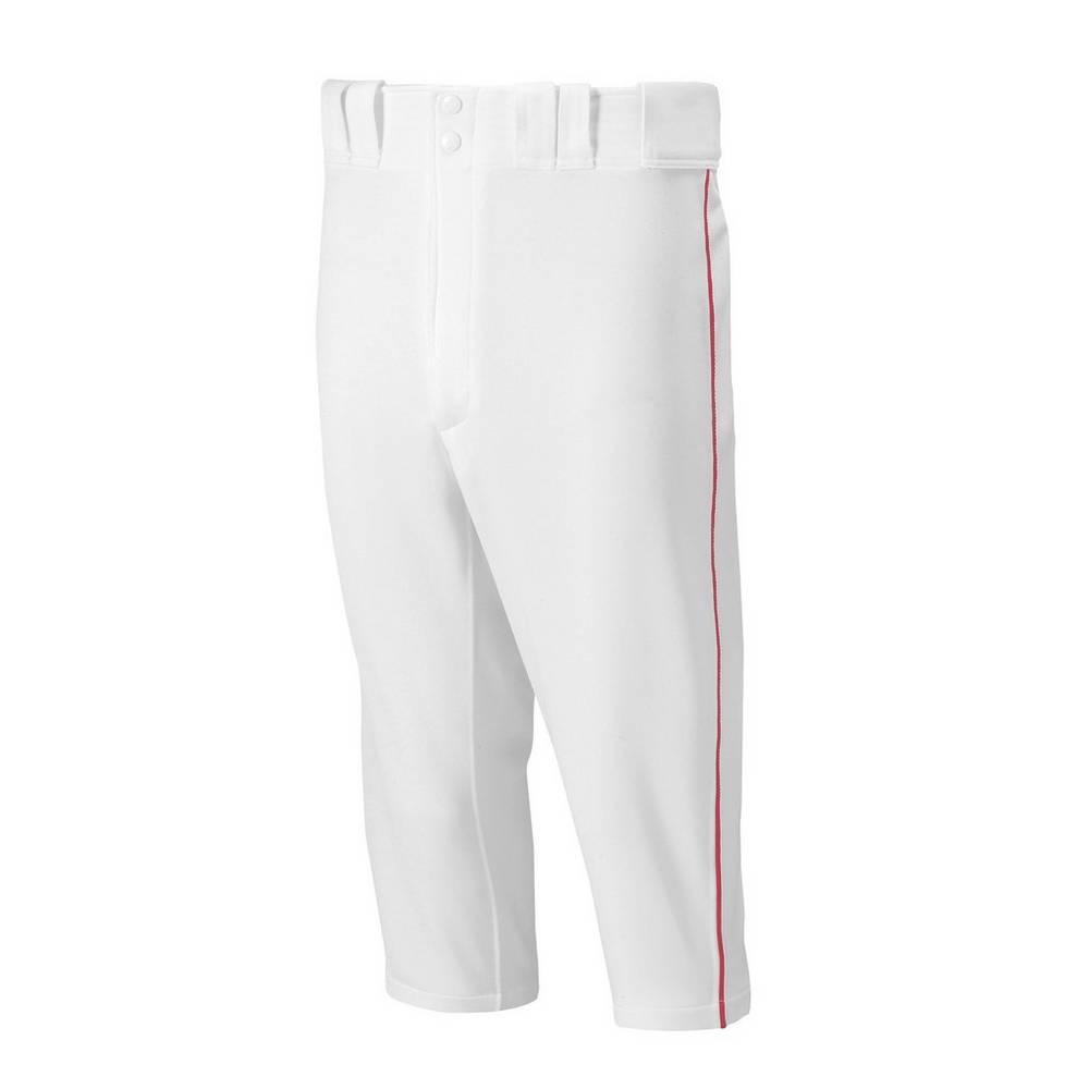 Calças Mizuno Baseball Premier Short Piped - Homem - Branco/Vermelhas - ZLEGM7069